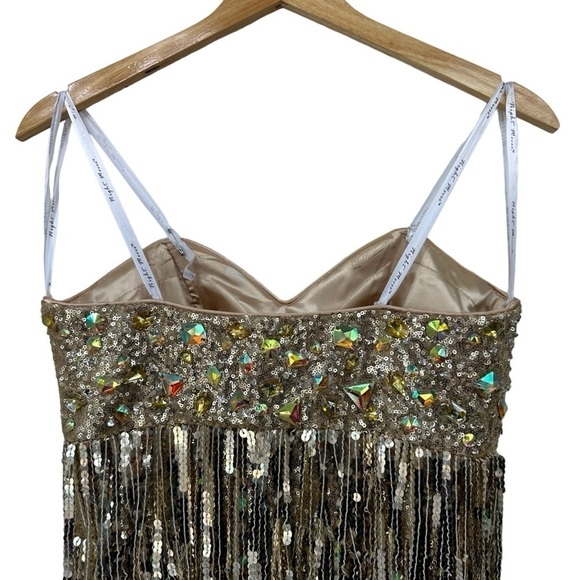Night Moves by ALLURE Gold Sequin Evening Flapper Gatsby Sleeveless Dress, 10 - Picture 10 of 15